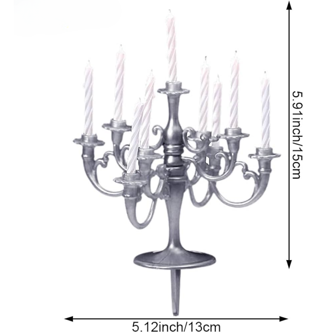 Light grey Candelabra Cake Candle Stick Holder With Candle