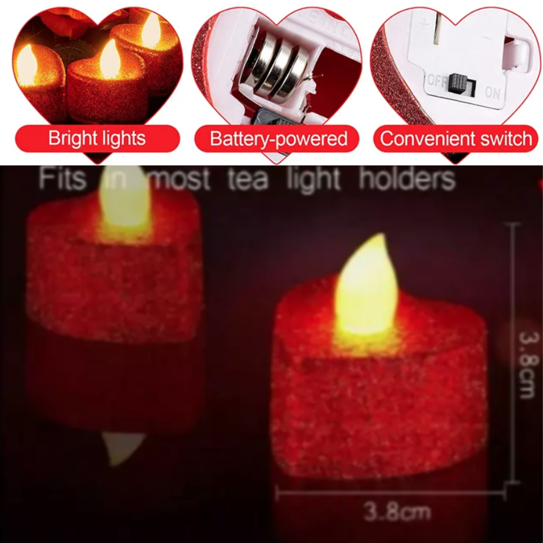 Glitter Red Flameless Romantic Led Candles