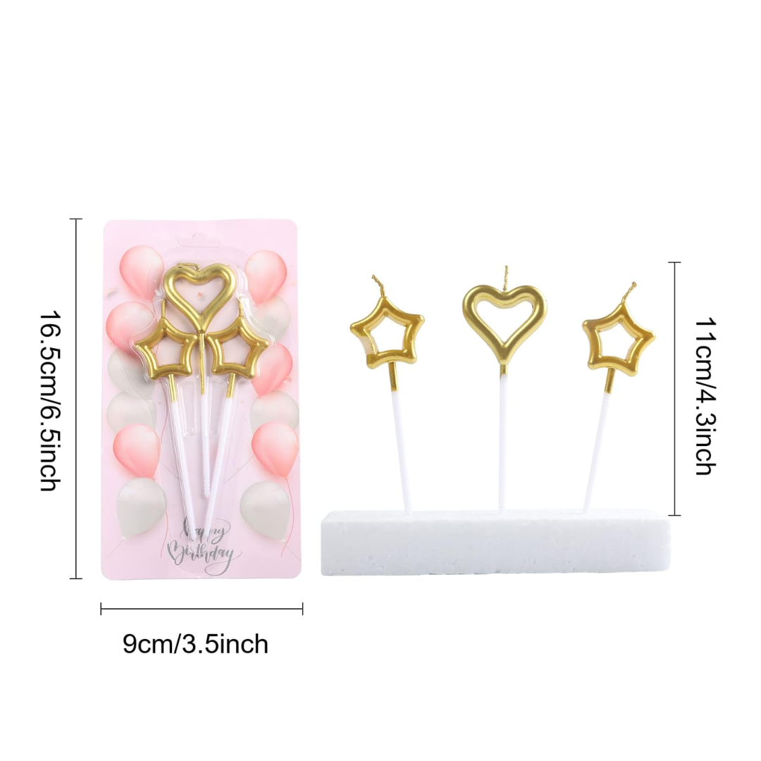 Star & Heart Design Cake Candle