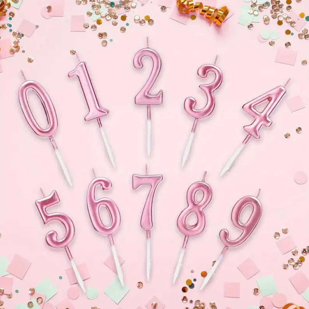 Pink Number Cake Candle 0-9