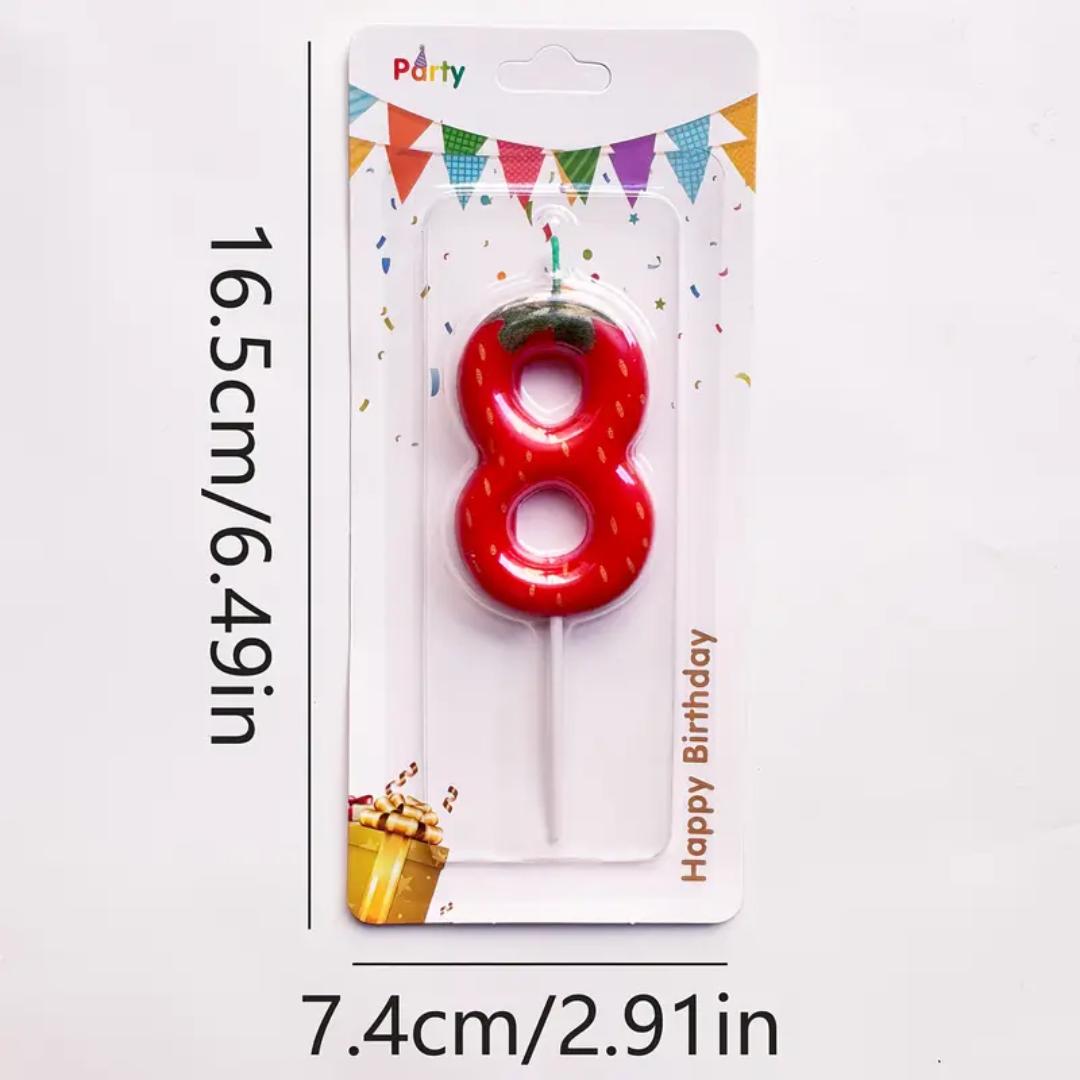 Strawberry Red Number Candle