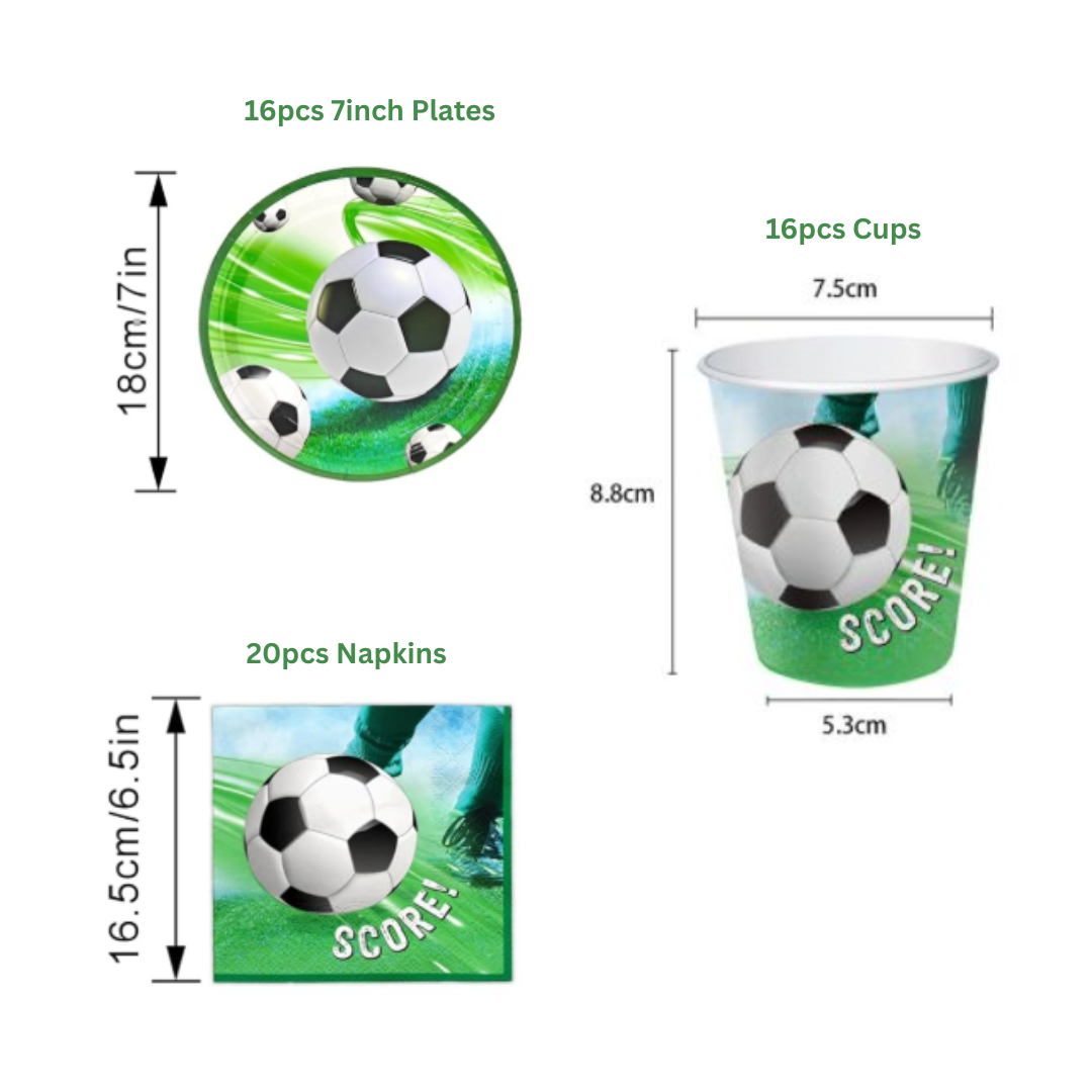 Green Football theme Dinnerware, Plates, Cups, Napkins