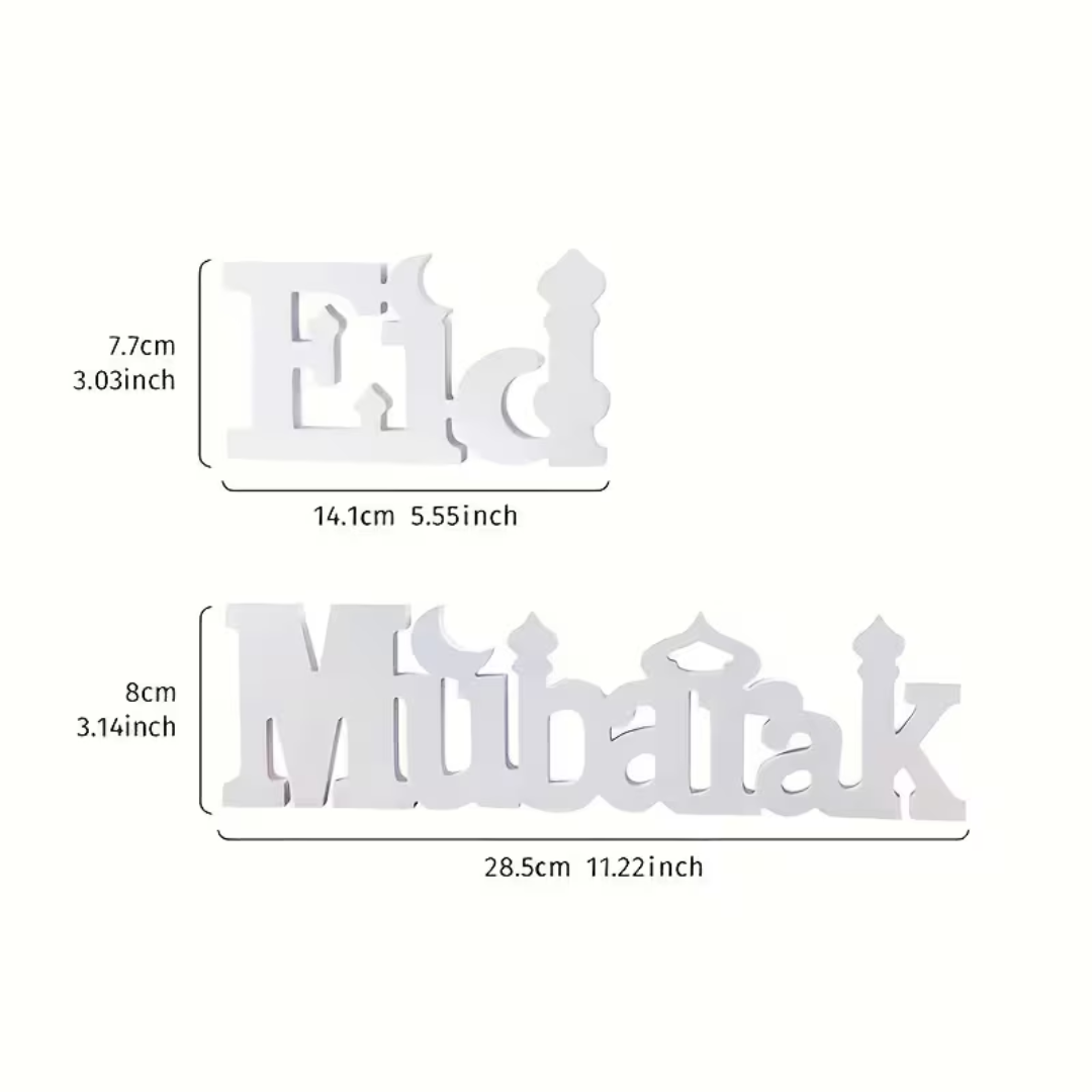 White PVC Eid Mubarak Letter Sign