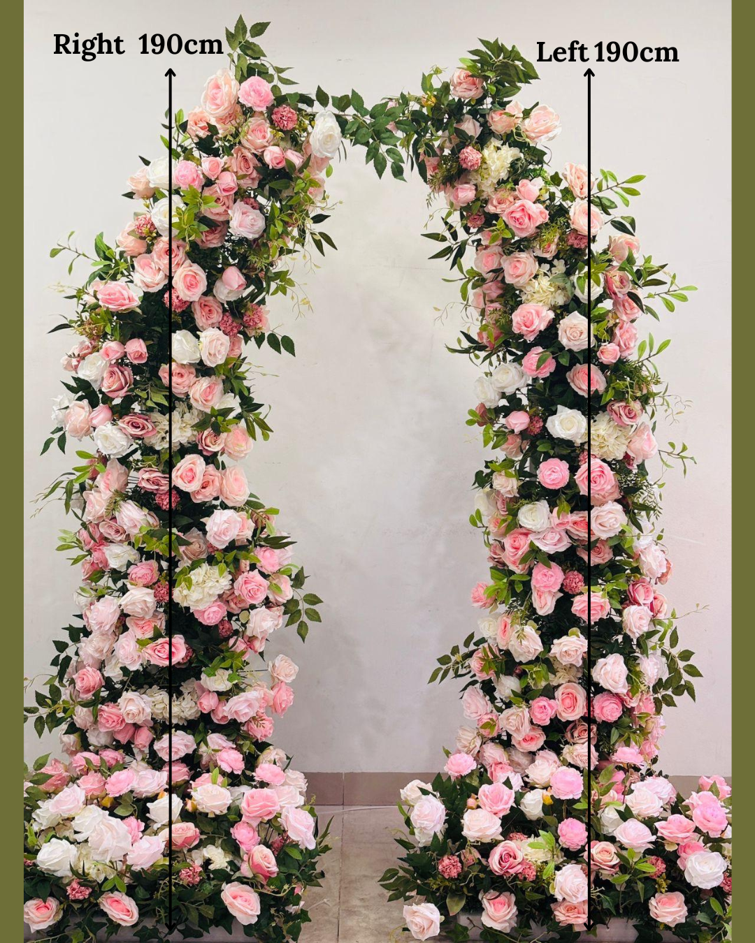 Greenery Pink Colour Floral Arch with Stand for Rent