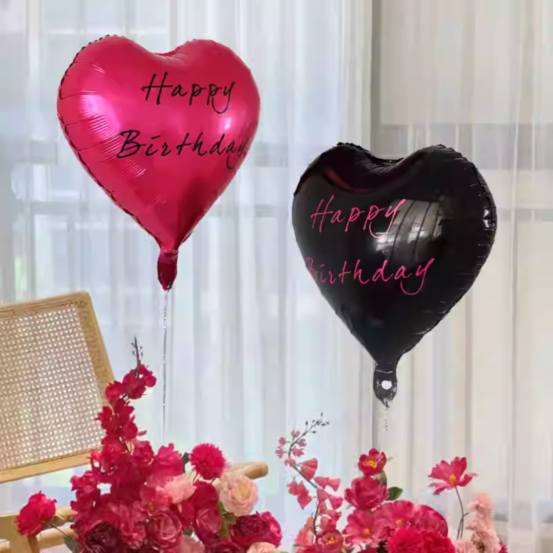 2pc Birthday Heart Shaped Aluminum Foil Balloon