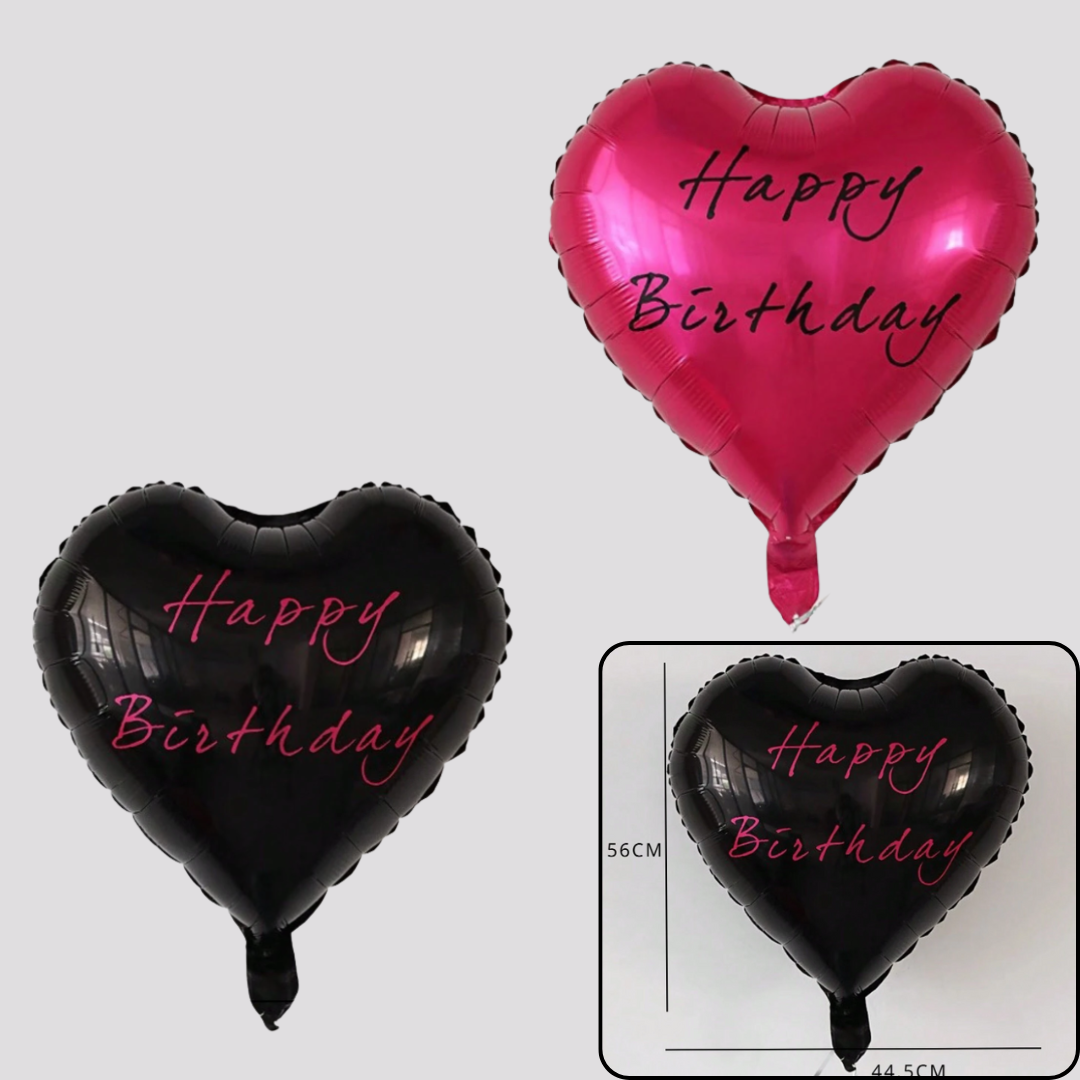 2pc Birthday Heart Shaped Aluminum Foil Balloon