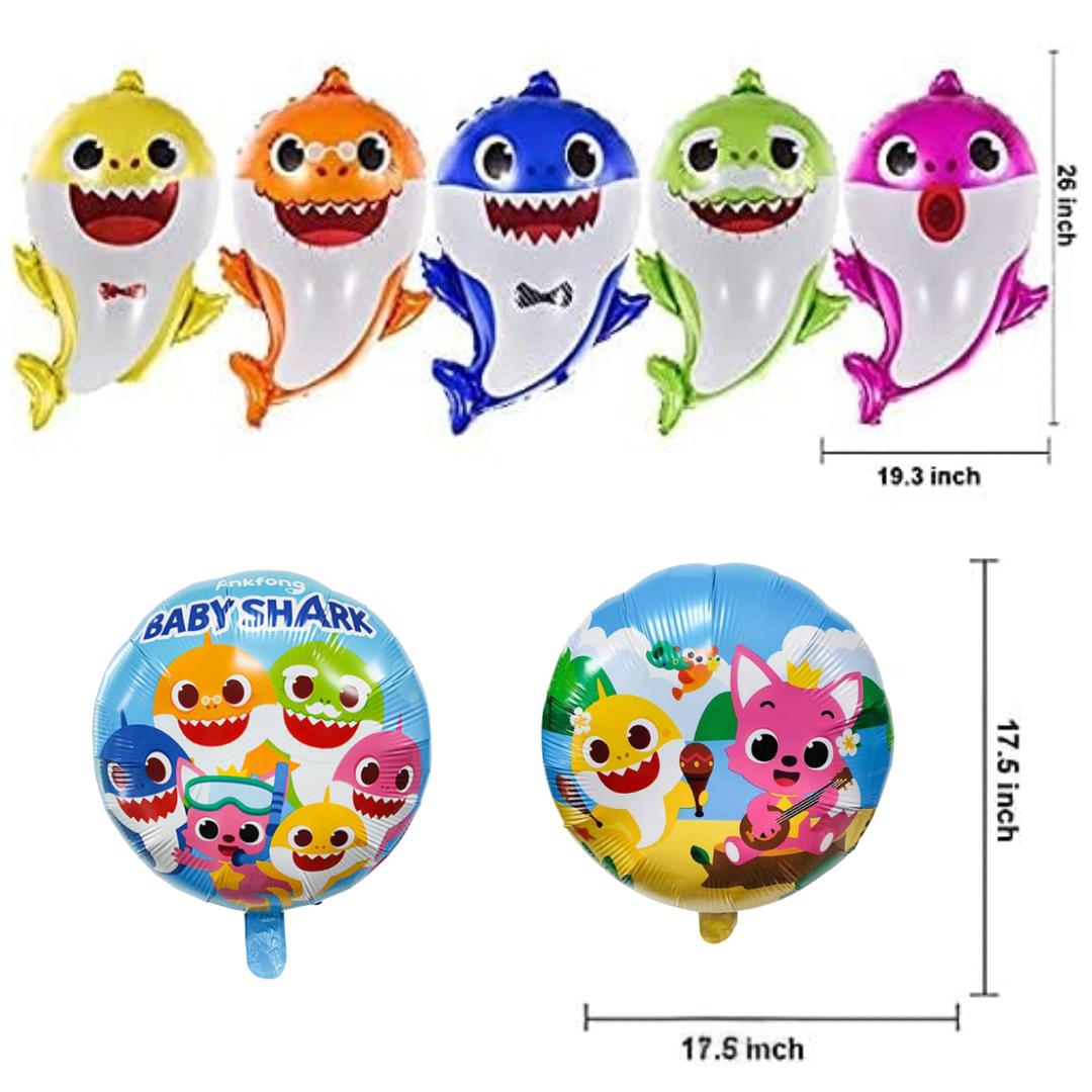 9pcs Baby Shark Foil Balloons