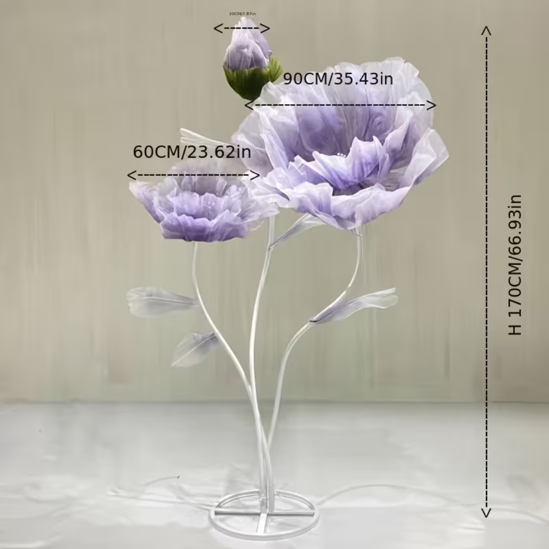 Purple 3 Giant Fabric Flower Decoration for RENT