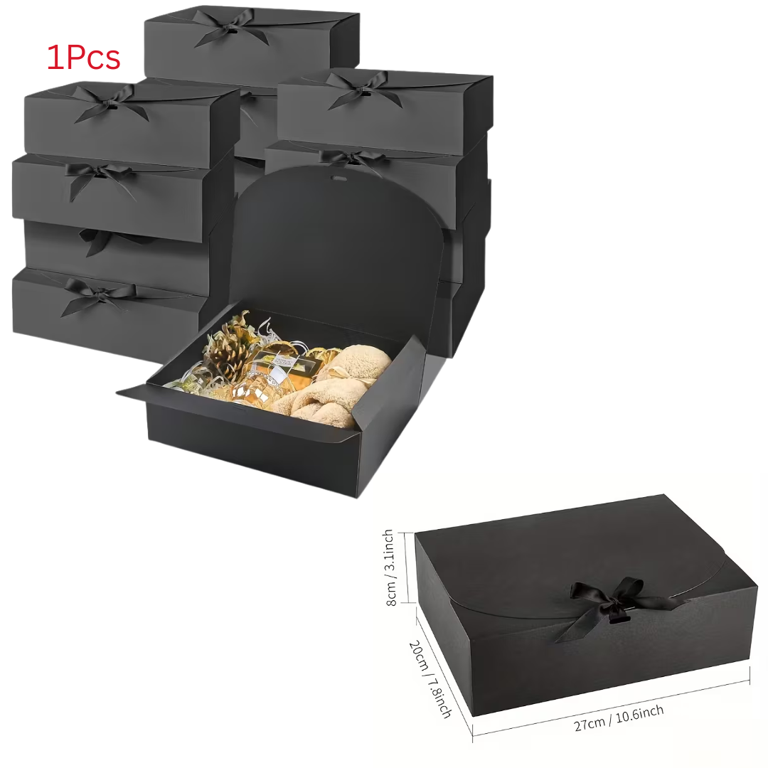 1pcs Black Gift Box with Ribbon (27 x 20 x 8cm)