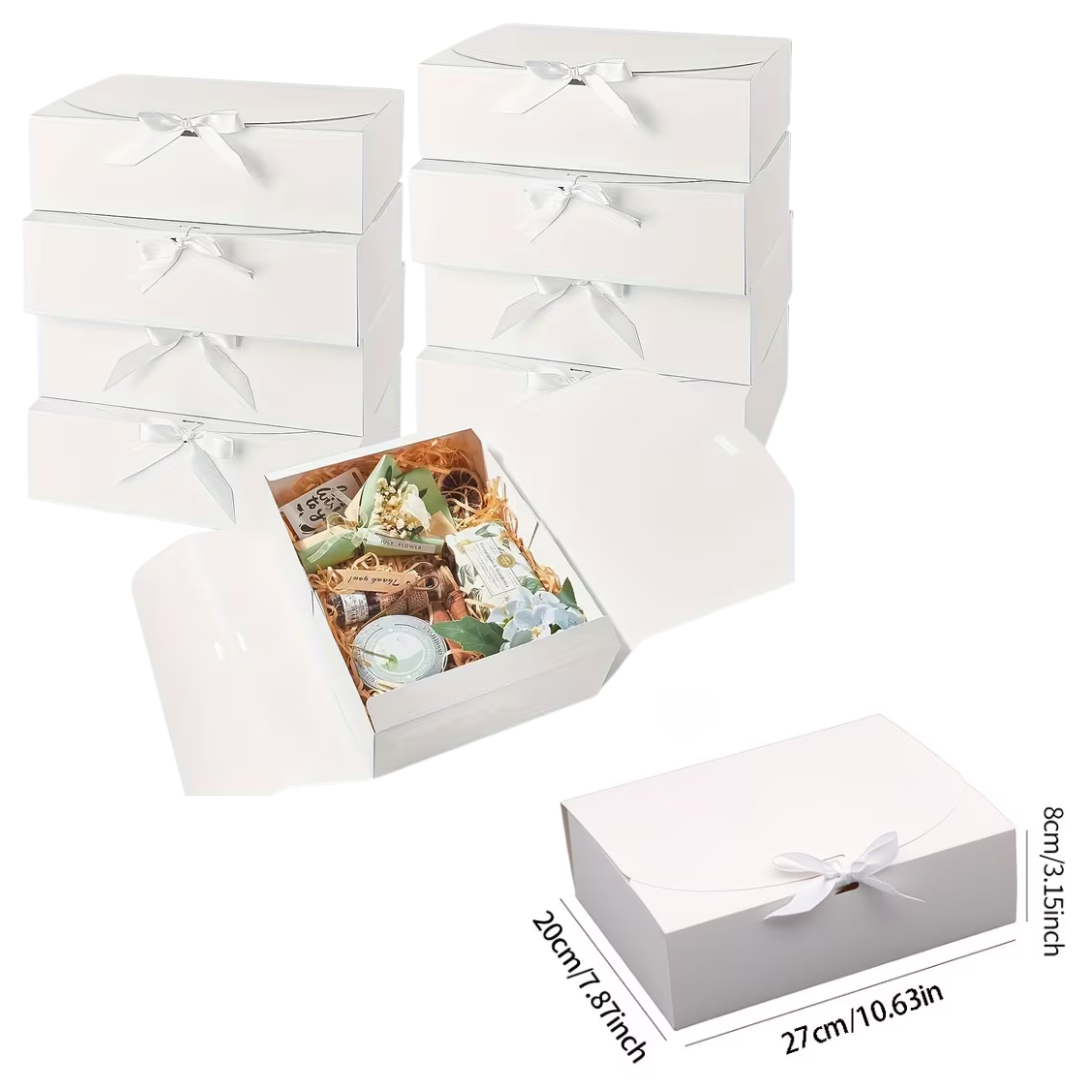 1pcs White Gift Box with Ribbon (27 x 20 x 8cm)