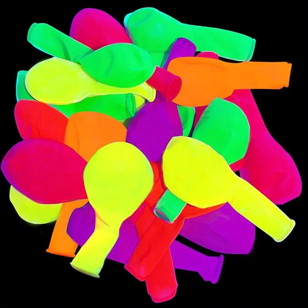 12inch UV Neon Balloons, Blacklight Reactive Fluorescent Balloons Glow in the Dark Latex Balloon