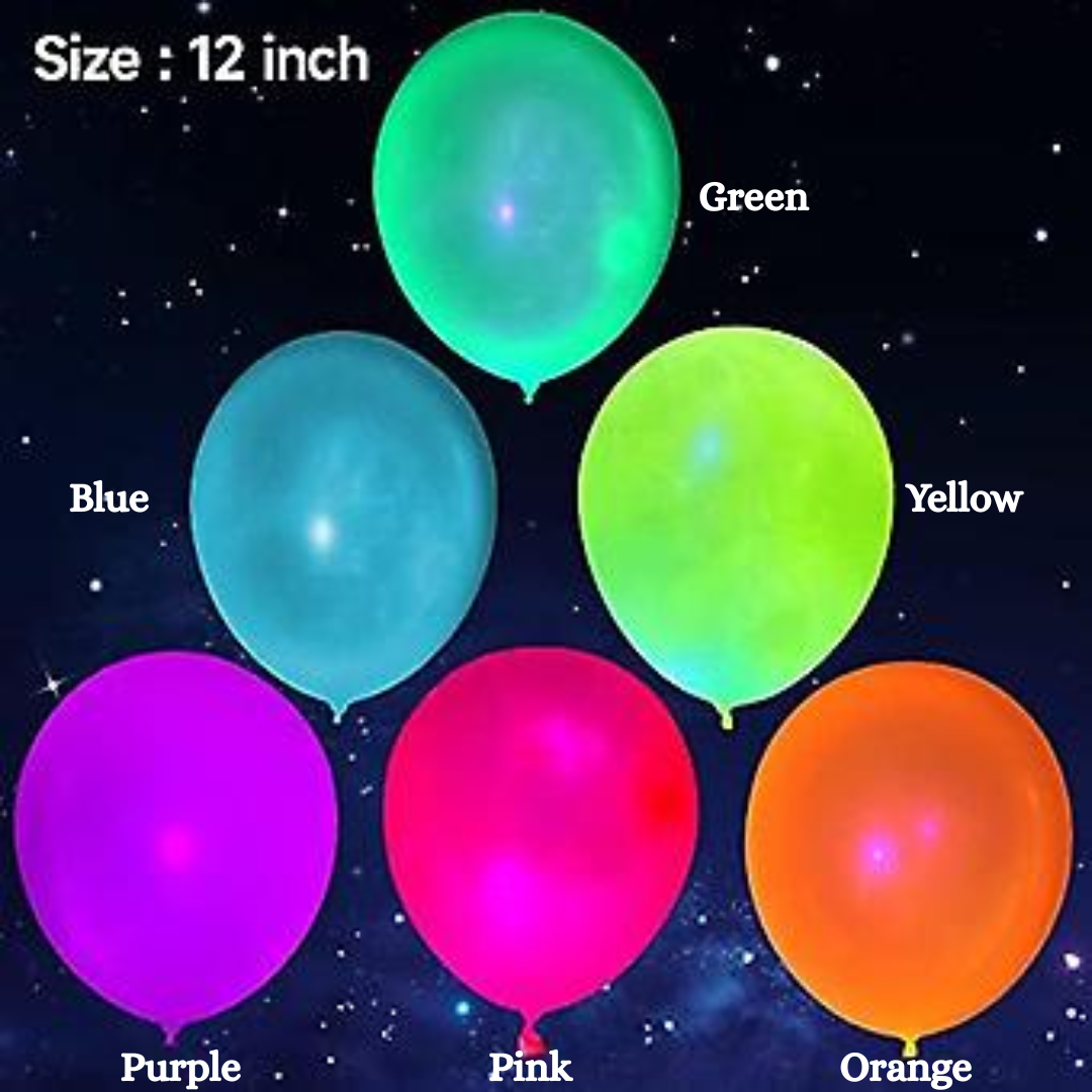 12inch UV Neon Balloons, Blacklight Reactive Fluorescent Balloons Glow in the Dark Latex Balloon