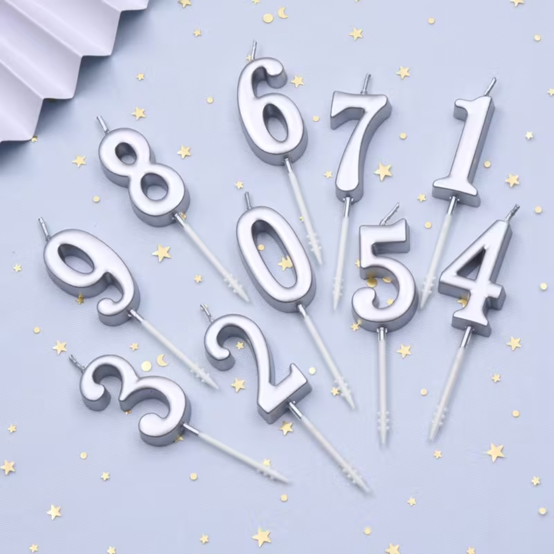 1pcs Silver Number Cake Candle