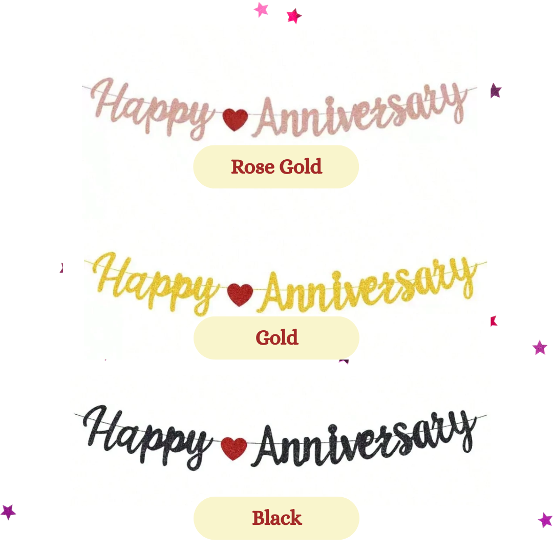 Glitter Paper Happy Anniversary Banner