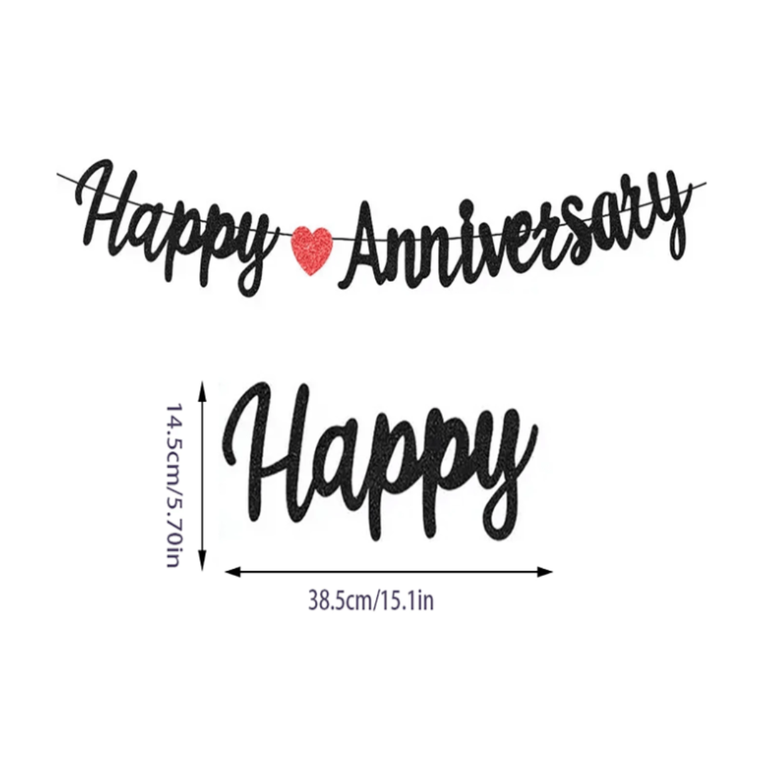 Glitter Paper Happy Anniversary Banner