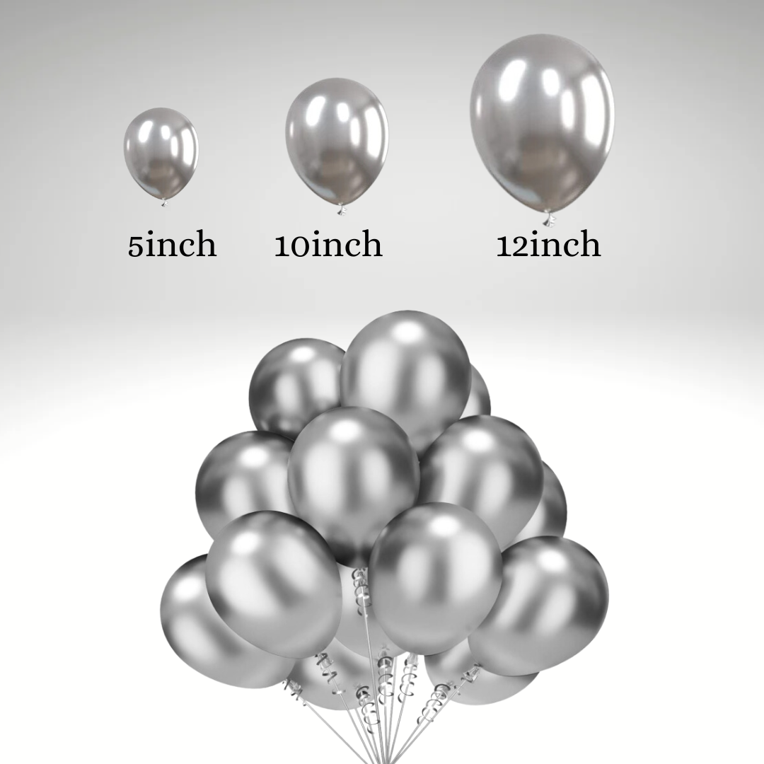 Silver Metallic Latex Balloon