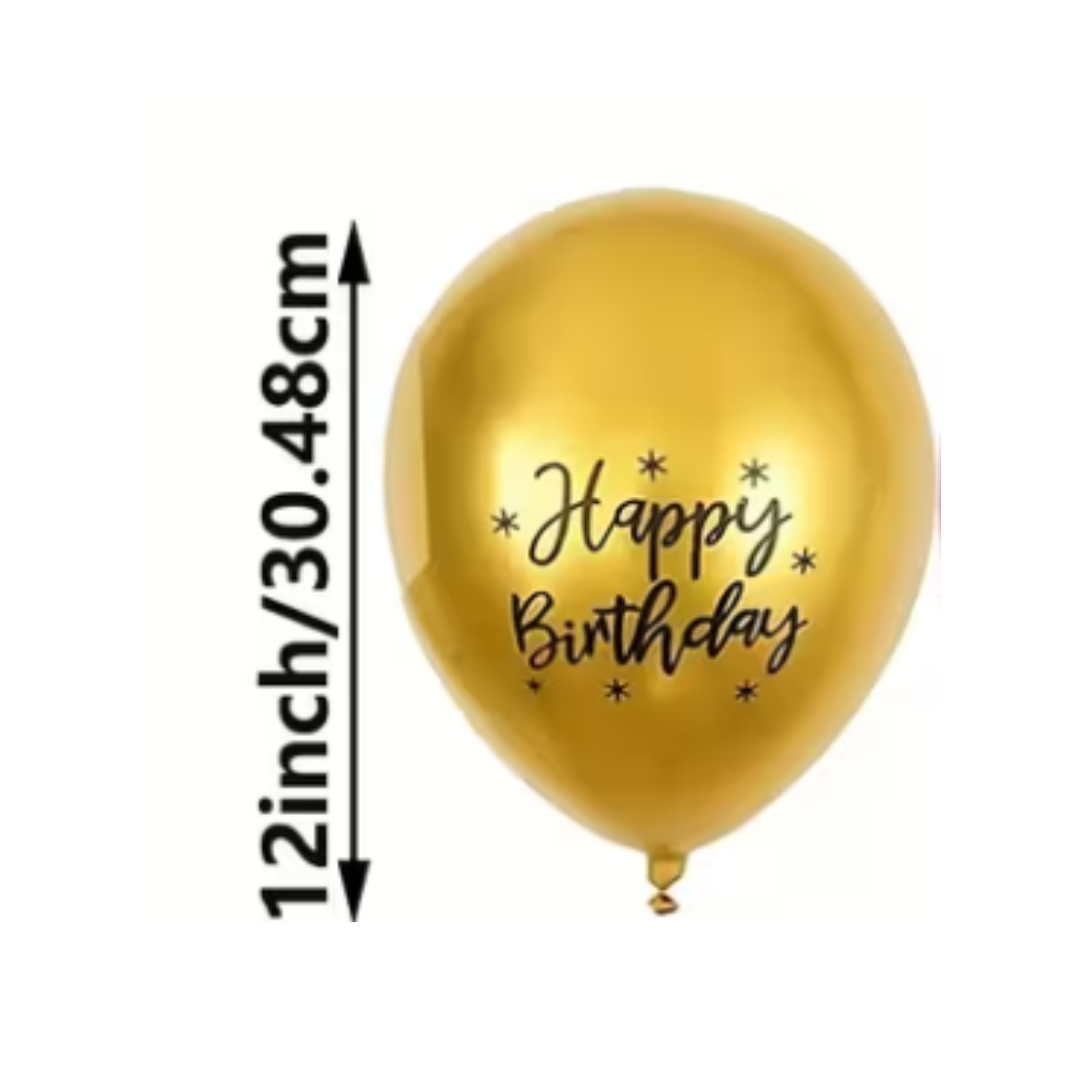 10pcs Chrome Happy Birthday Metallic Latex Balloons
