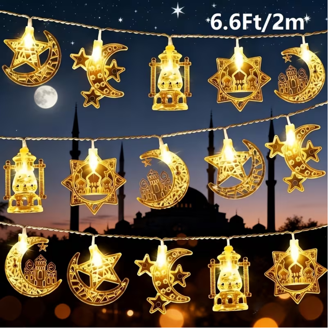 2m 10 Led Warm Moon And Stars Fairy String Light