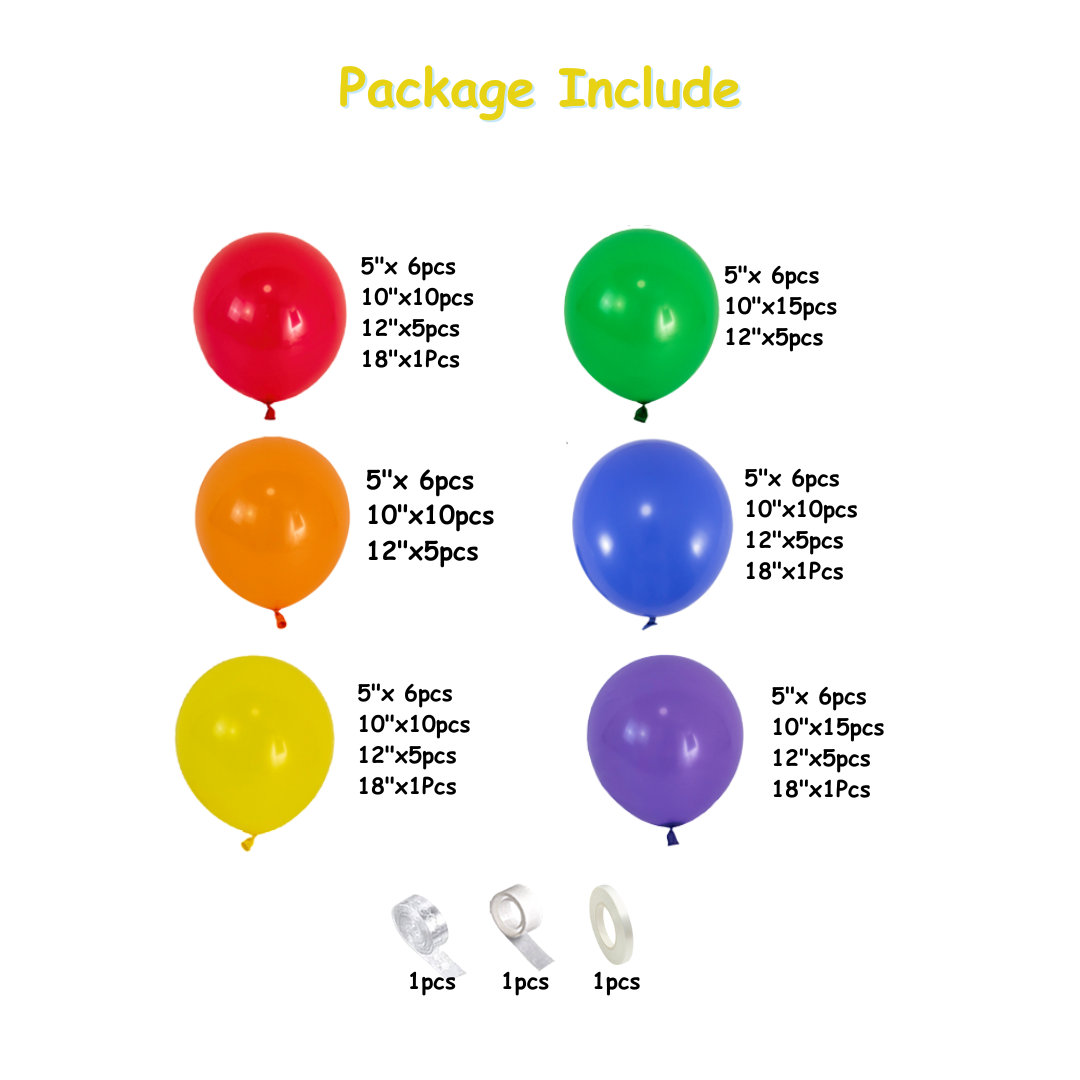 148pcs Rainbow Balloons Decorations Kit