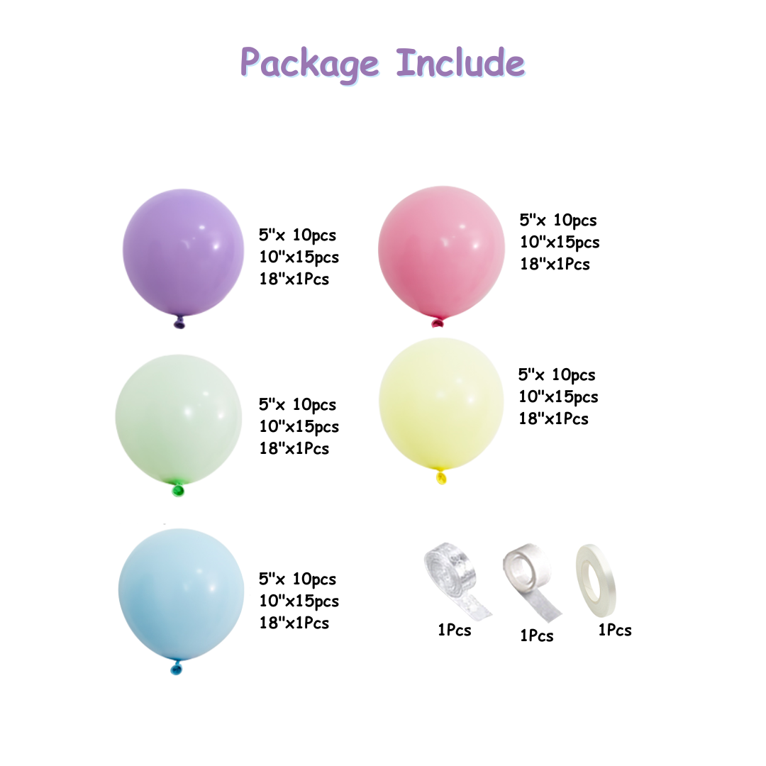 133pcs Pastel Rainbow Balloon Decorations Kit