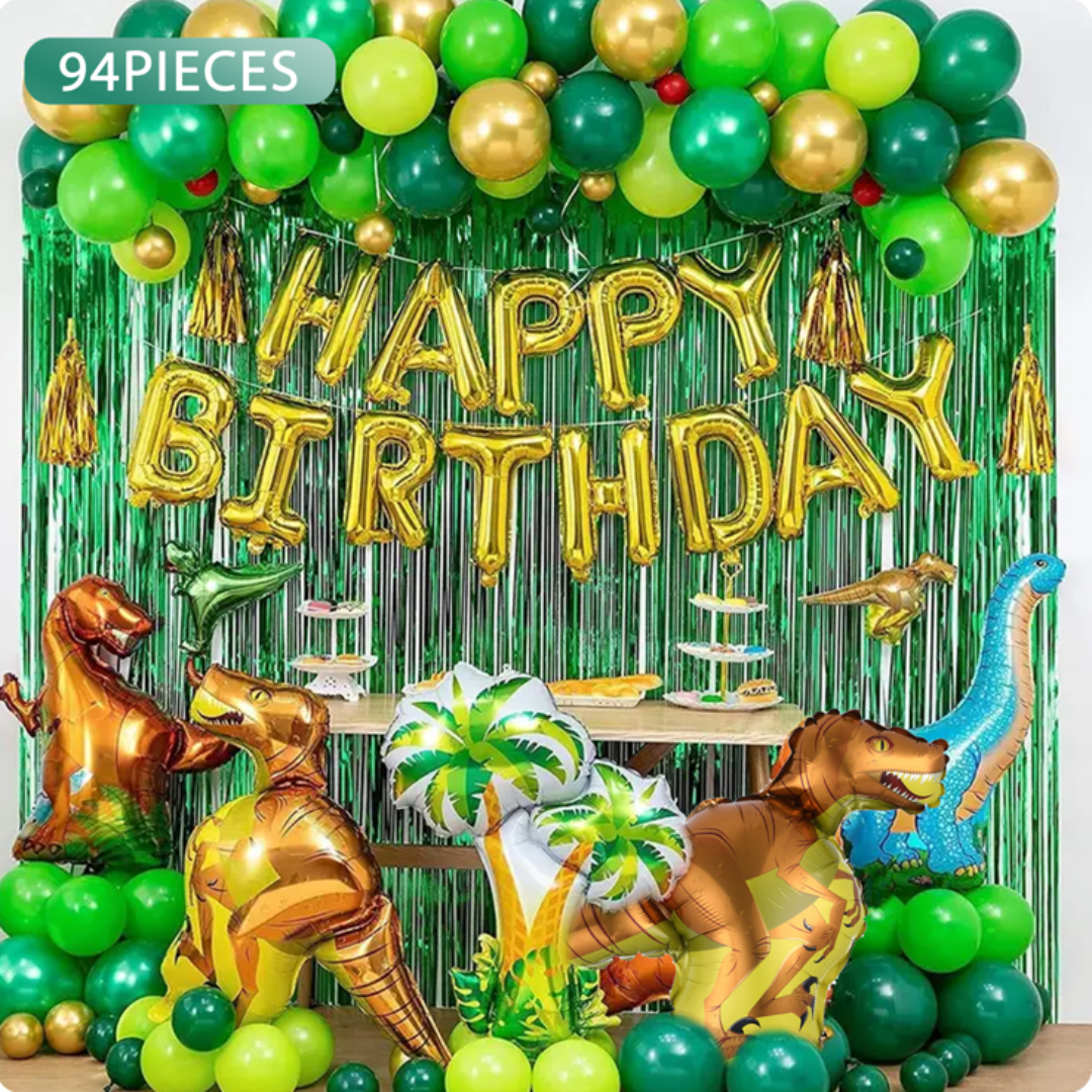 94pcs Dinosaur Green Birthday Party Decoration Set