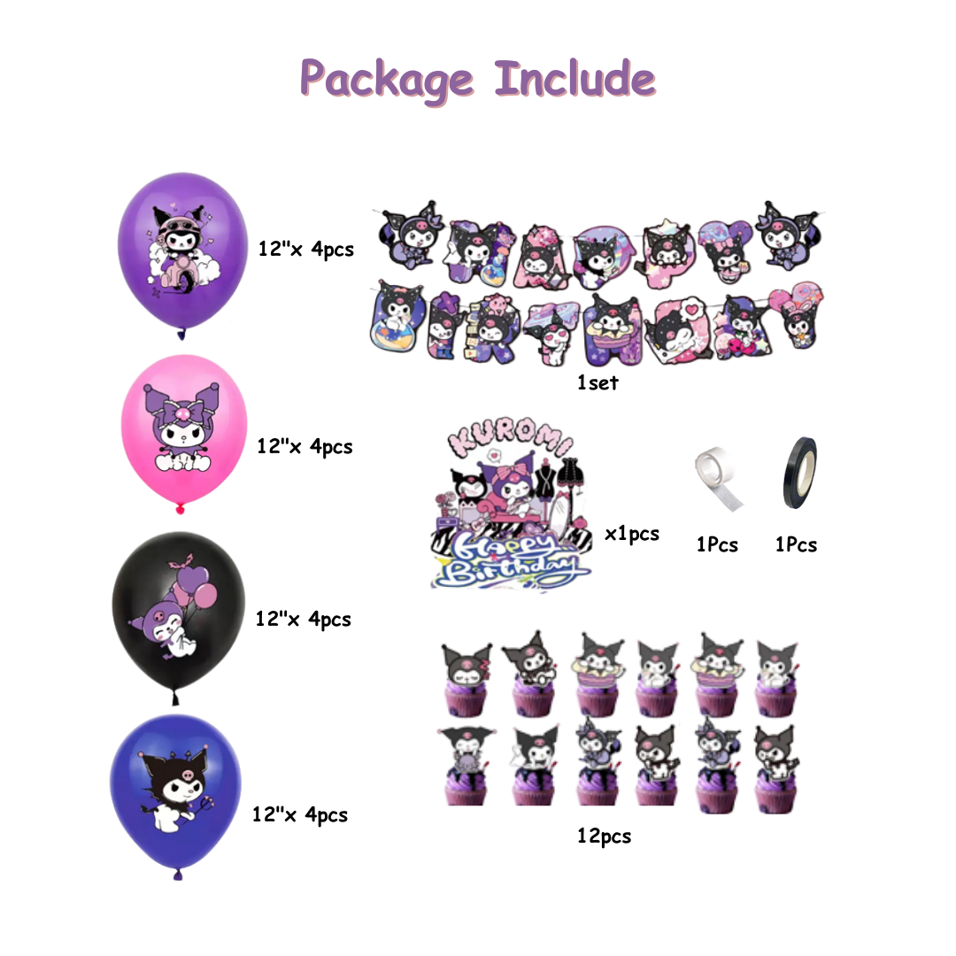 31pcs Purple Kuromi Birthday Balloon Kit