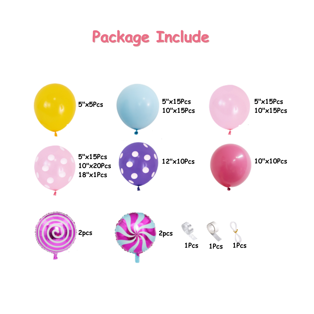 102pcs Candy Pink Lollipop Polka Dot Balloon Garland Arch Kit