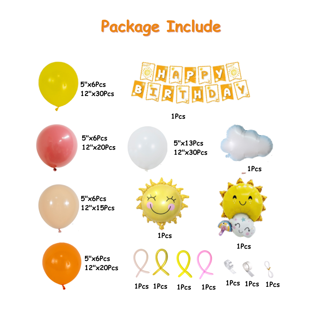 153pcs Sunshine Sun Cloud Birthday Decorations Kit