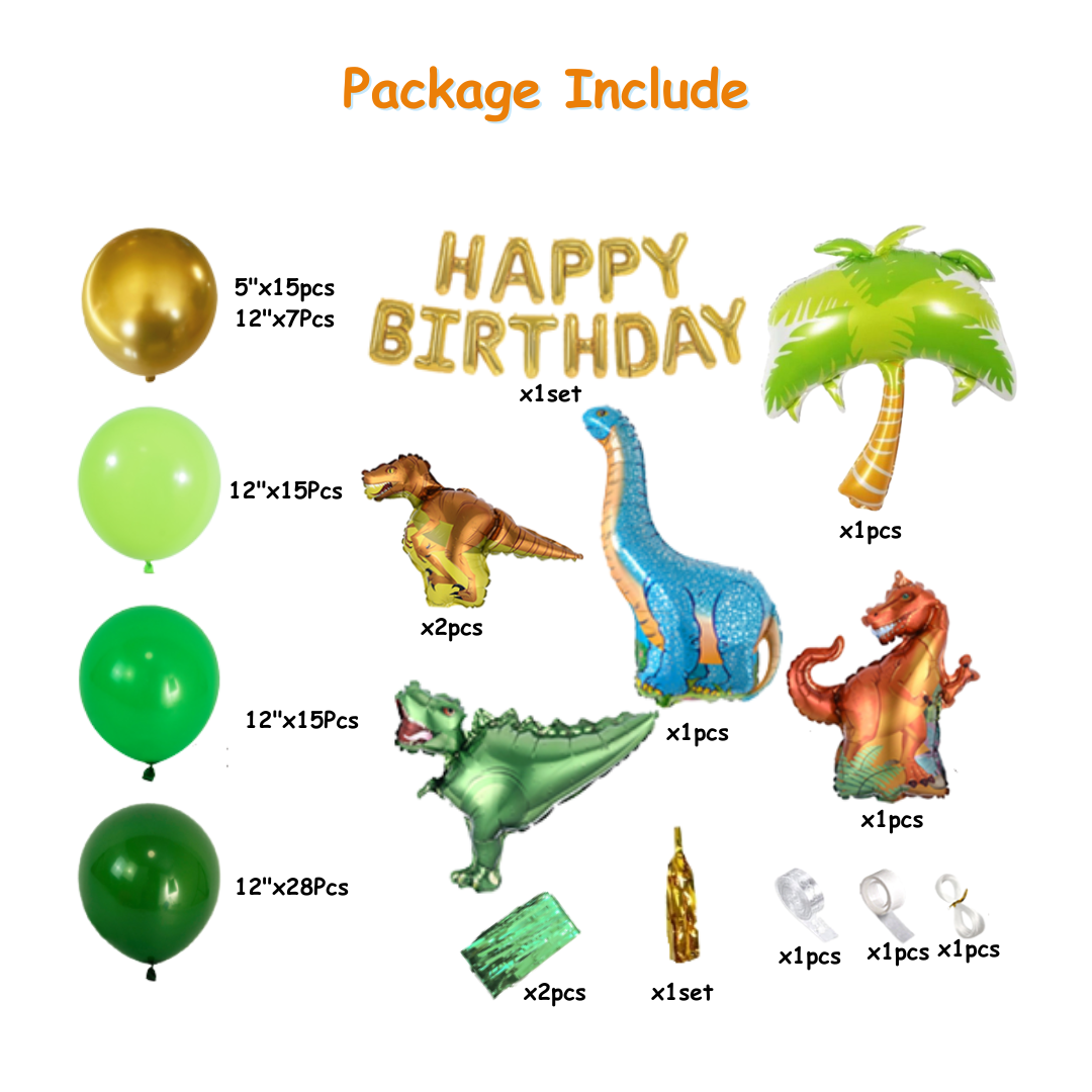94pcs Dinosaur Green Birthday Party Decoration Set