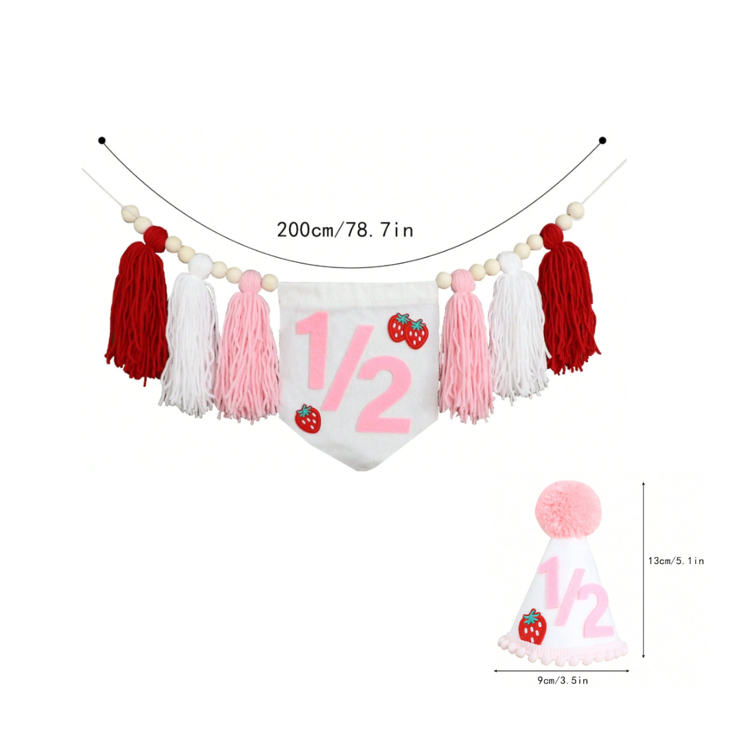 2pcs 1/2 Strawberry theme Banner and Had