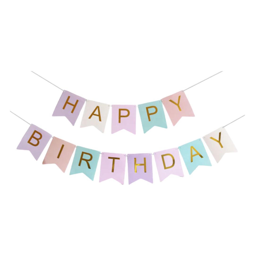 Macaron Happy Birthday Paper Banner