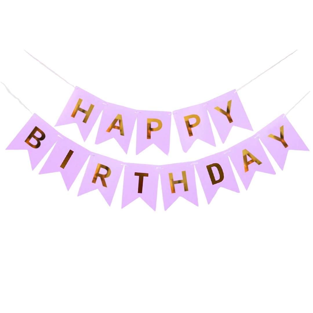 Light Purple Happy Birthday Paper Banner