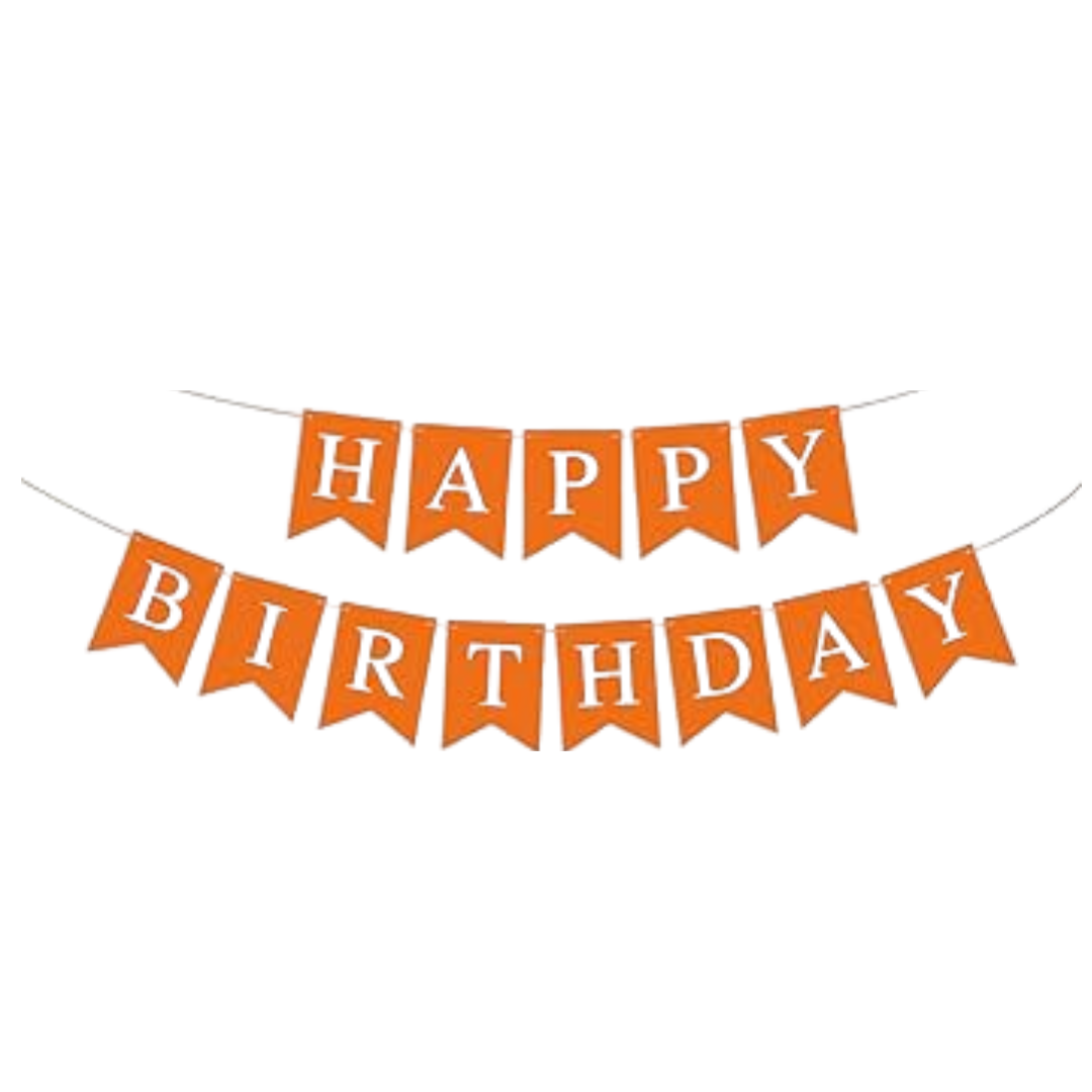 Orange and White Happy Birthday Paper Banner