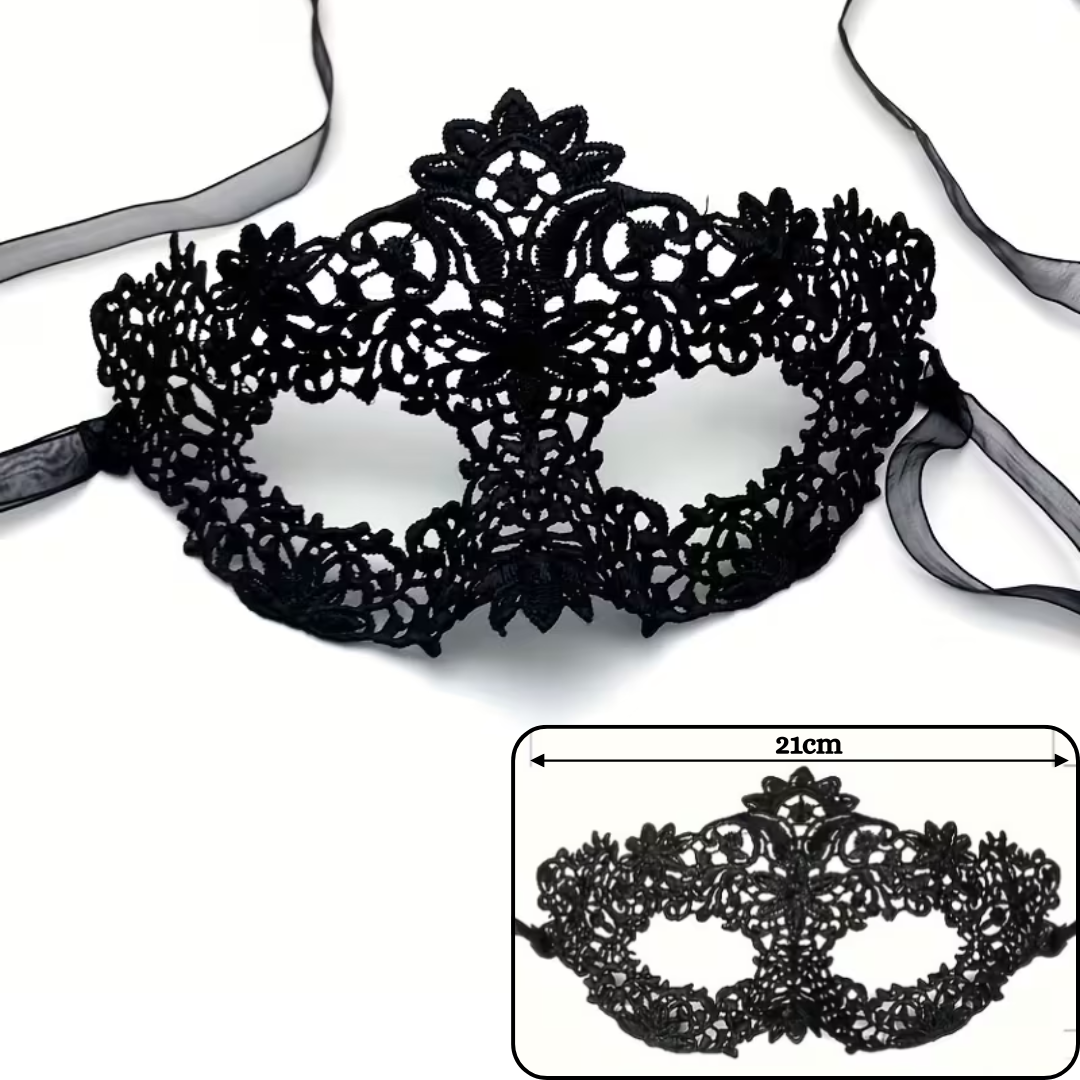 1pc Ladies Women Black Lace Mesh Face Mask