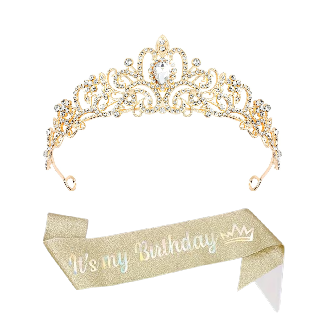 Gold It's my Birthday Sash and Crown