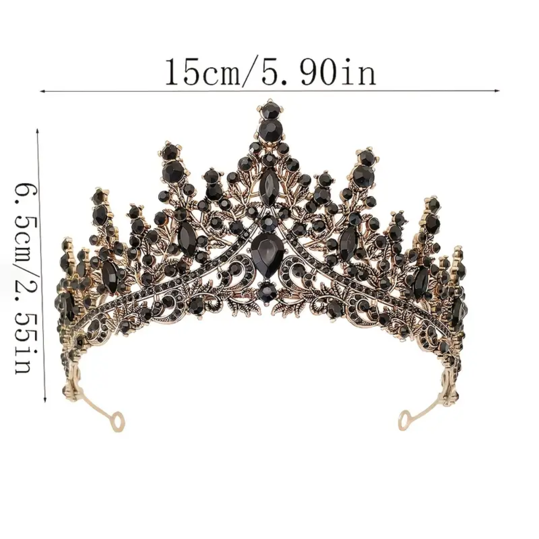 Vintage Black Rhinestone bridal crown