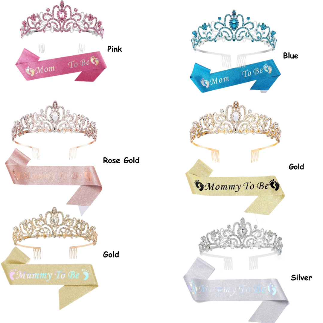 Baby Shower Mommy To Be, Mom To Be, Mummy To be Party Crown & Sash