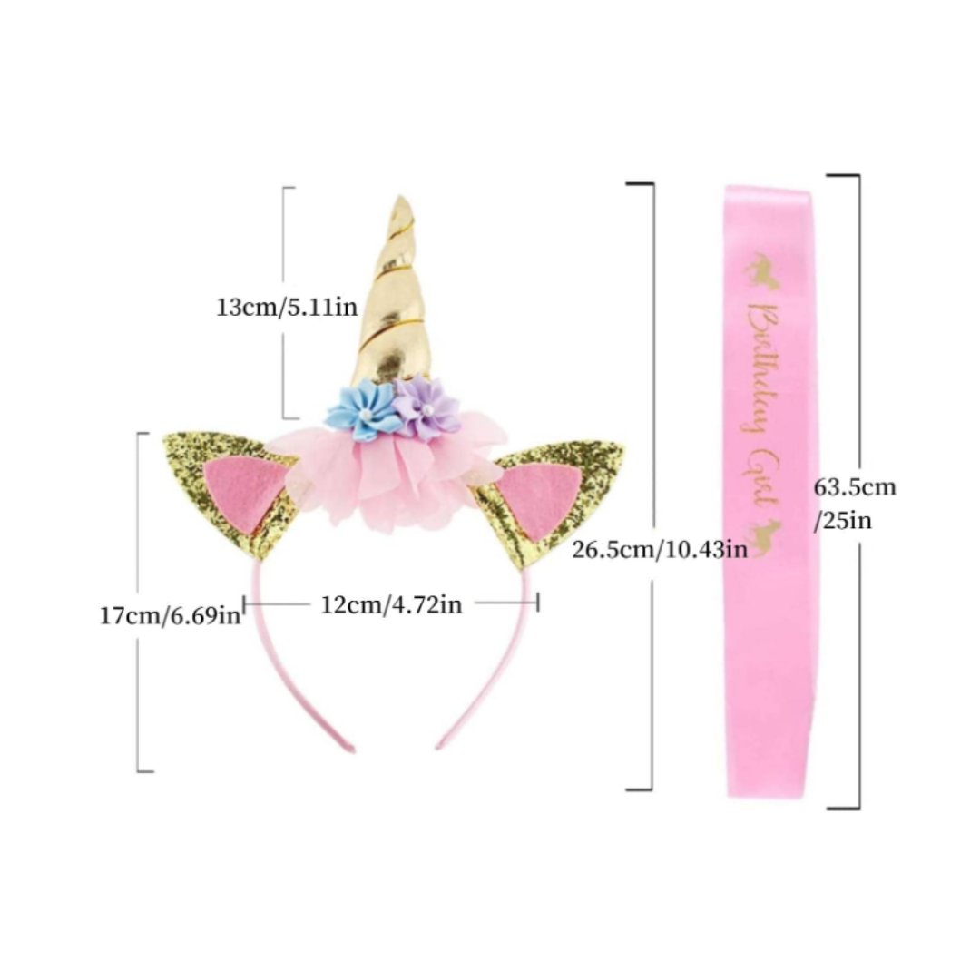 Unicorn Theme Birthday Headband and Sash