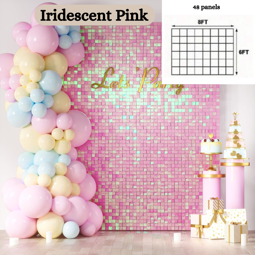 48pcs Iridescent Pink Shimmer Wall Backdrop