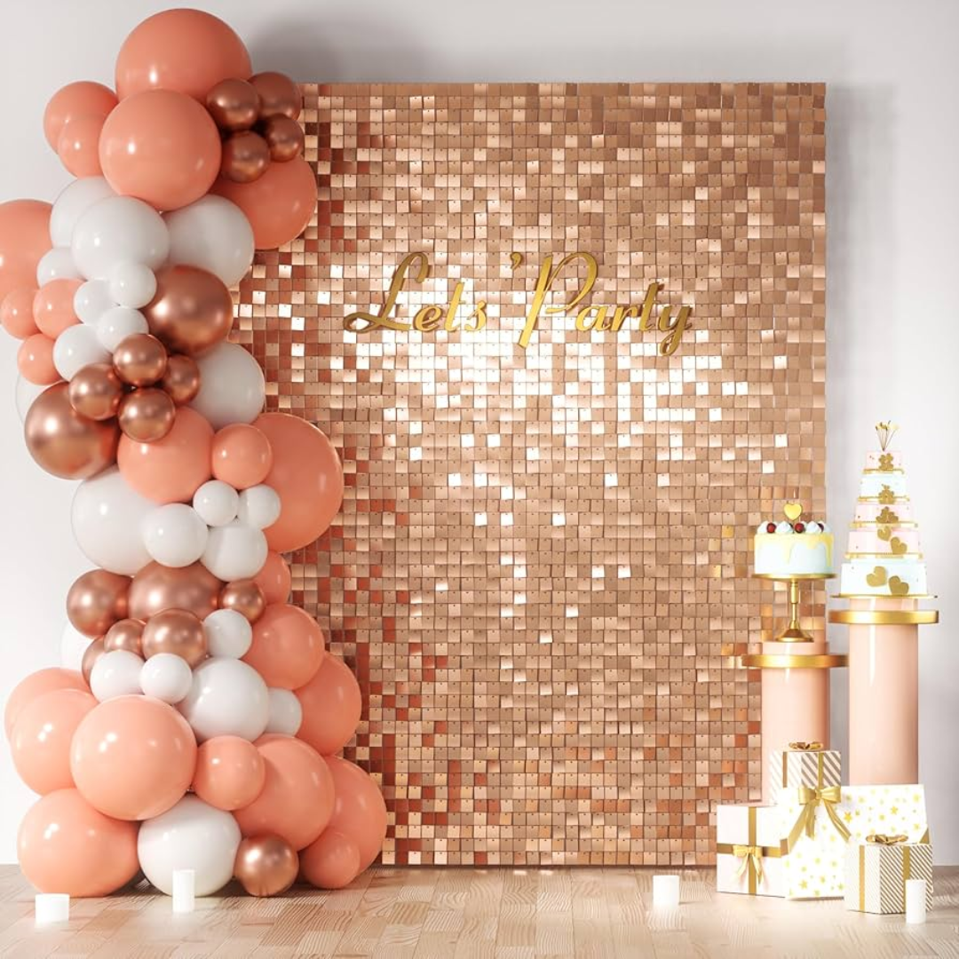 48pcs Rose Gold Shimmer Wall Backdrop