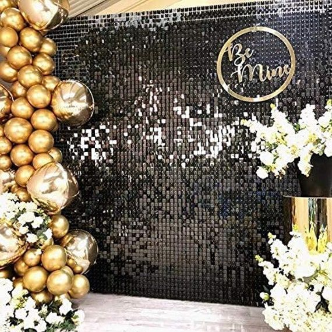 48pcs Black Shimmer Wall Backdrop