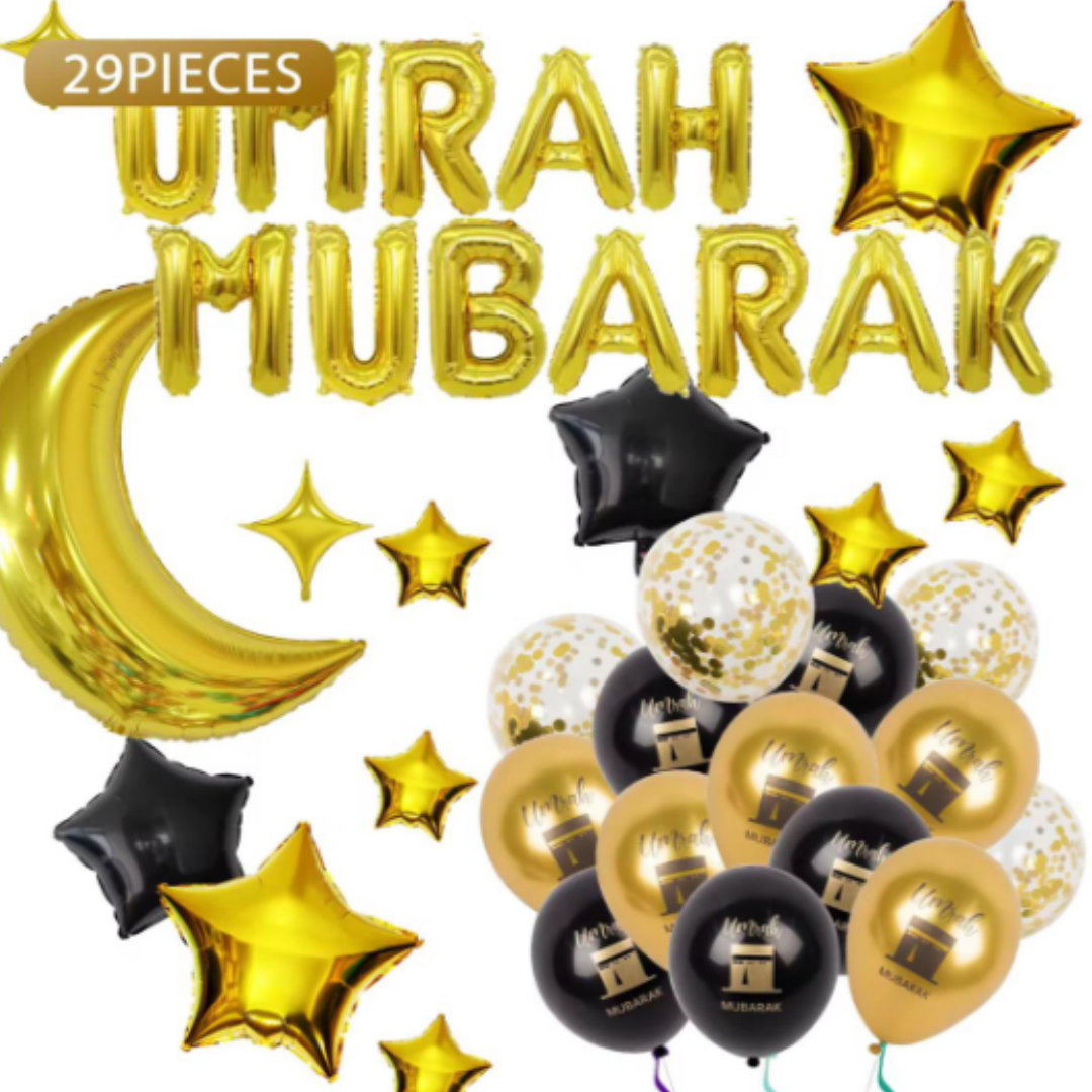 29pcs Umrah Mubarak Balloon Decoration Kit