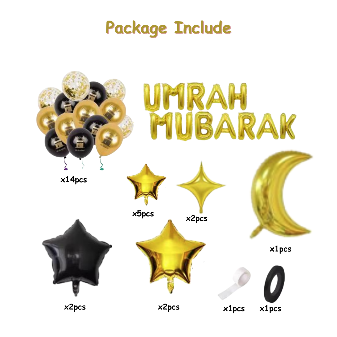 29pcs Umrah Mubarak Balloon Decoration Kit