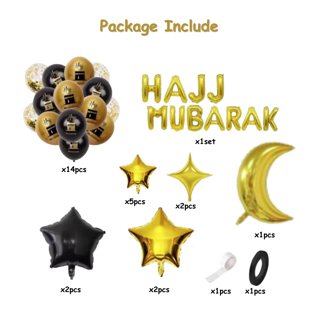 29pcs Hajj Mubarak Balloon Decoration Kit