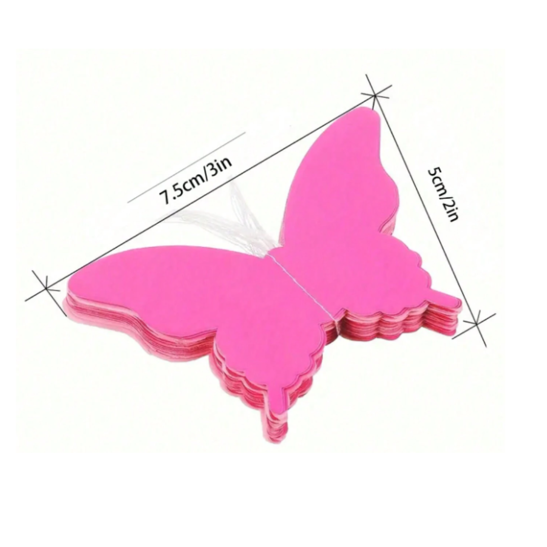 3D Pink Butterfly Hanging Banner