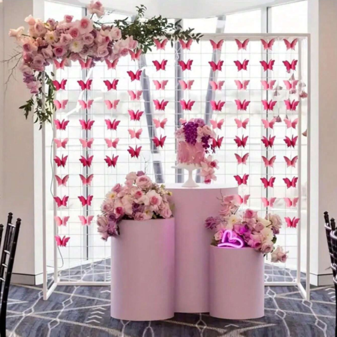 3D Pink Butterfly Hanging Banner