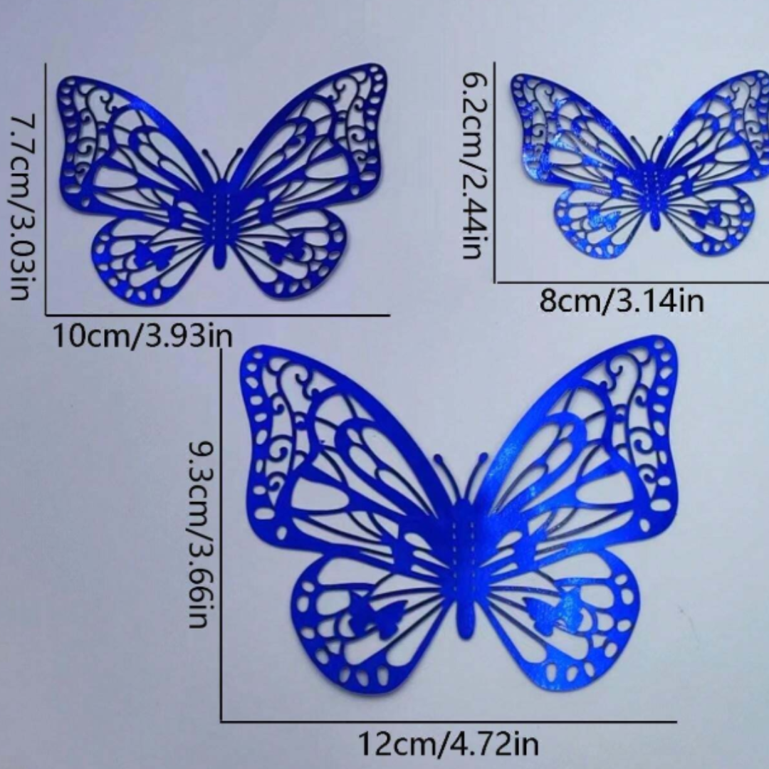 12pcs Blue 3D Butterfly Sticker