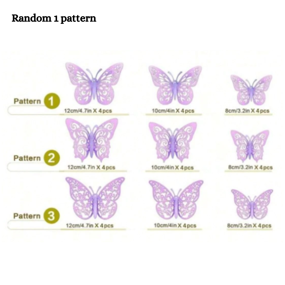 12pcs Purple 3D Butterfly