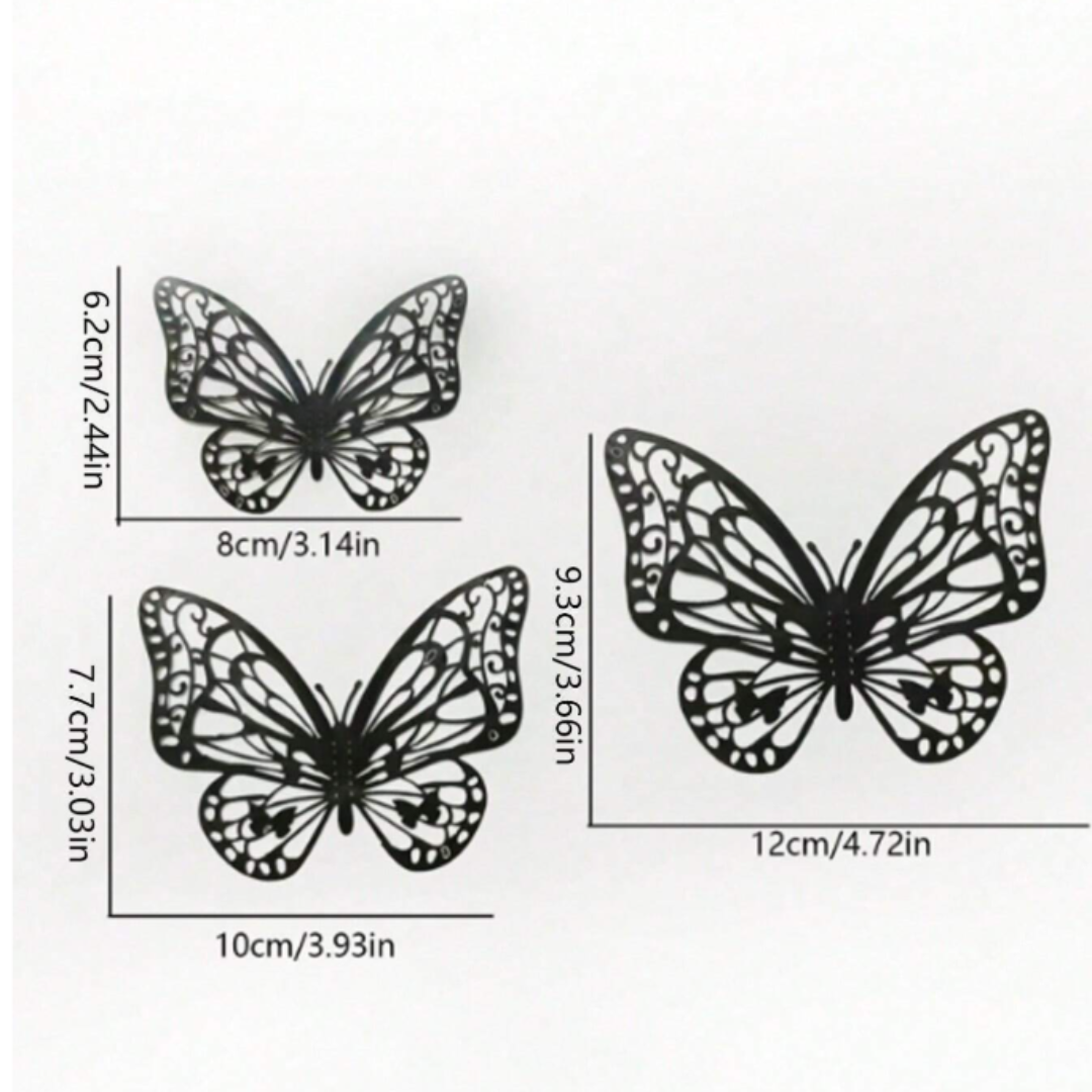 12pcs 3D Black Butterfly Sticker