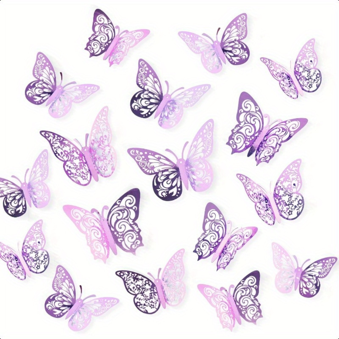 12pcs Purple 3D Butterfly